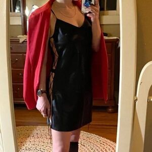 La Sense black lace up side slip dress- size XS Vintage  *never worn*